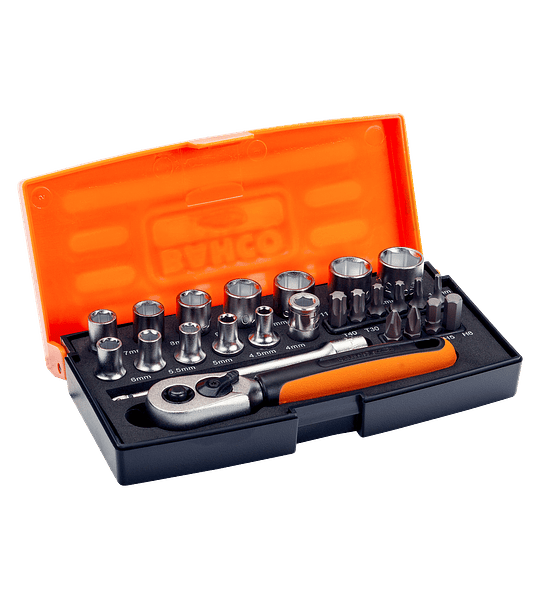 Juego de Dados y Puntas c/ Chicharra 25 Pzs 4 a 13 mm BAHCO