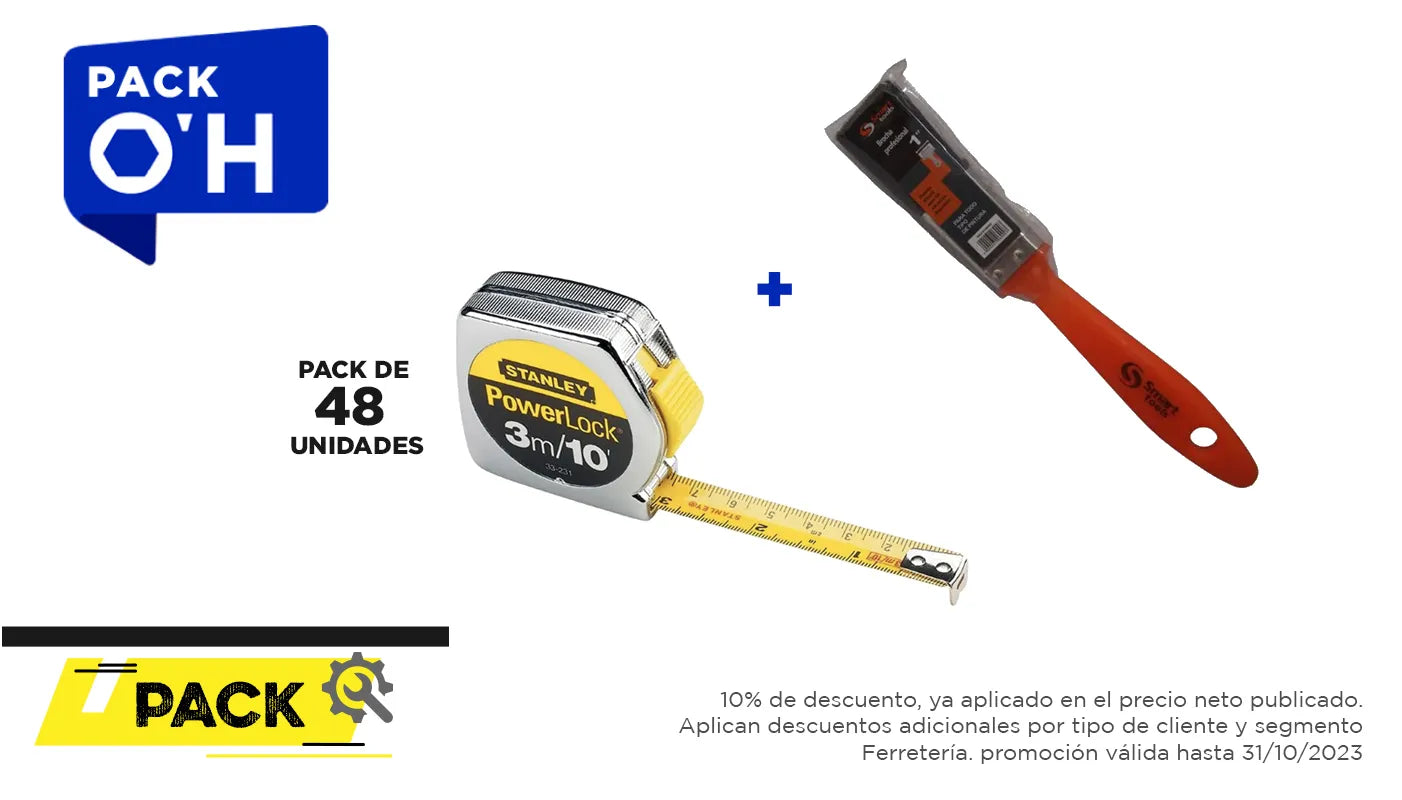 Pack 48 unidades HUINCHA Stanley 3.0 MTS.X 1/2 (33-231S) + Brocha