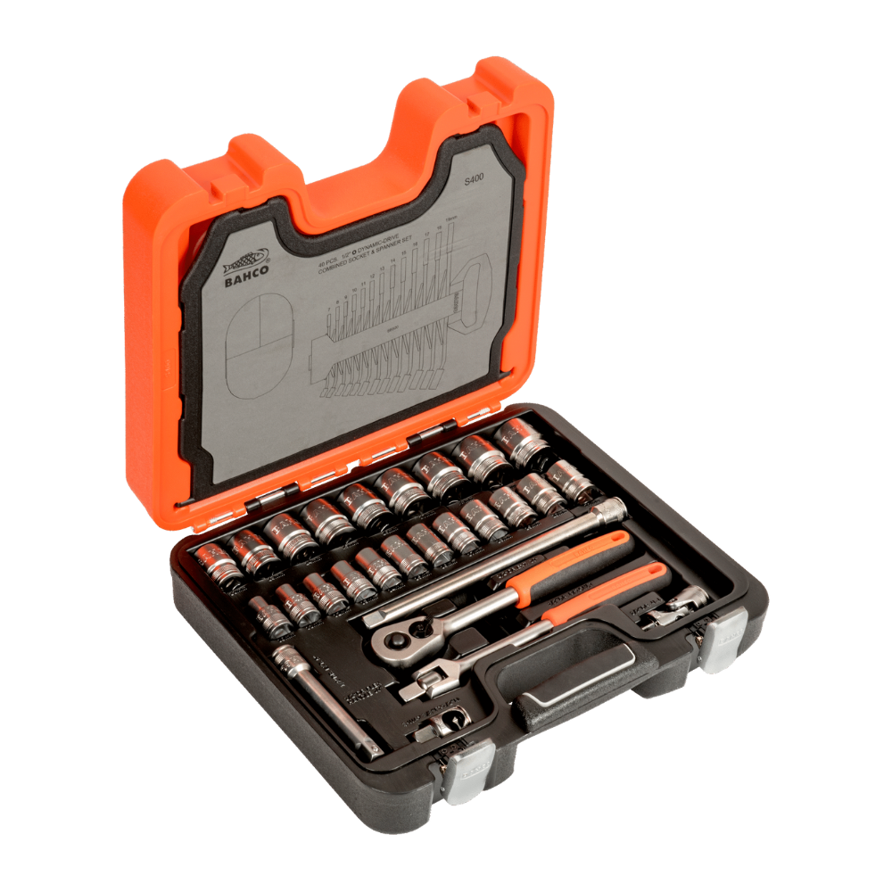 Juego de dados de 1/2 con carraca y llaves Punta y Corona combinadas BAHCO