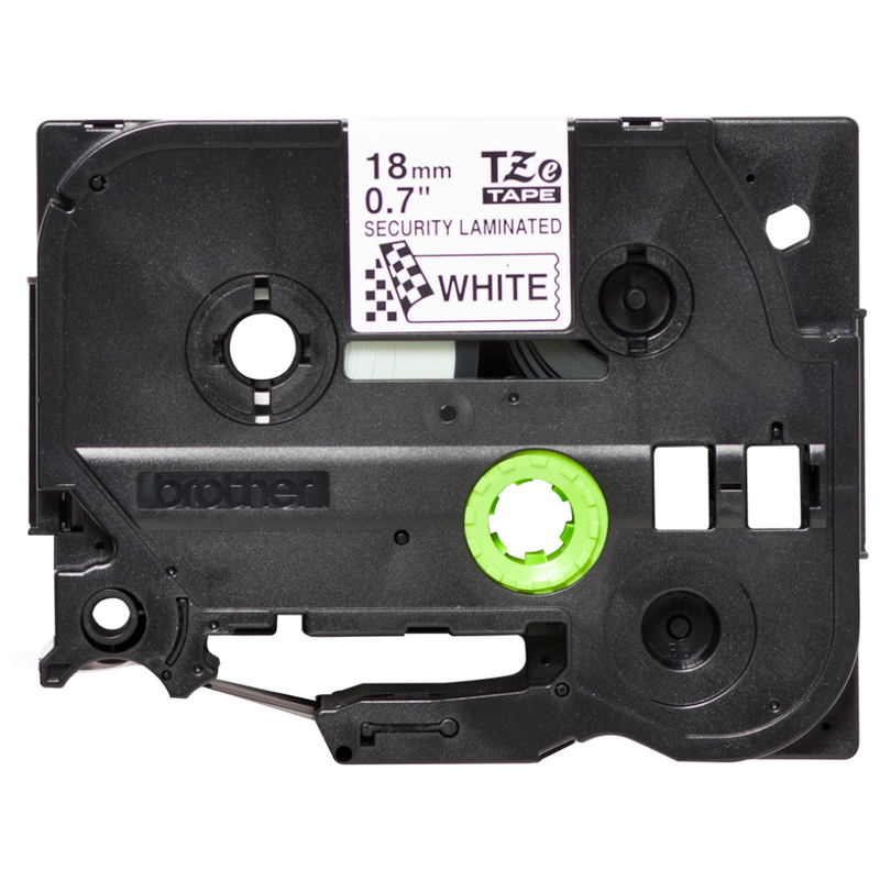 Cinta laminada de seguridad fondo blanco 18mm