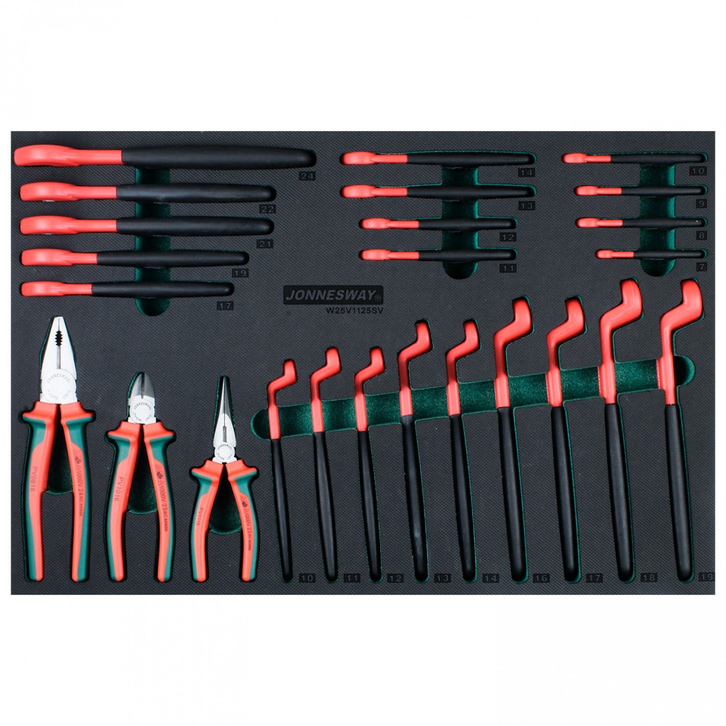 BANDEJA 25 ALICATES Y LLAVES AISLADOS 1000V W25V11