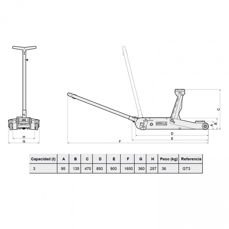 GATA CAIMÁN HIDRÁULICA 3 TONELADAS GT3