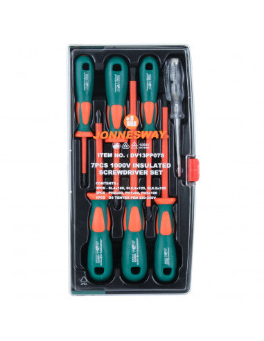 JUEGO 7 PZAS DESTORNILLADORES ELECTRICISTA 1000V (1000V) - JONNESWAY