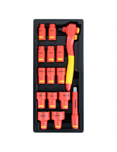 JUEGO DE DADOS AISLADOS 1/2 15 PIEZAS WP209110 - WORKPRO