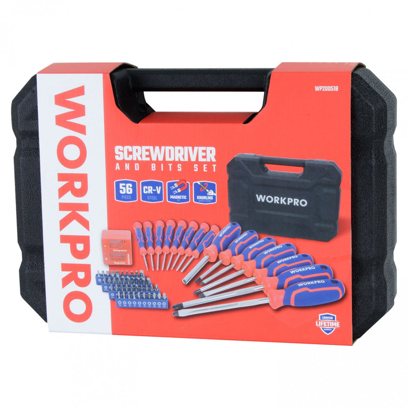 JUEGO DESTORNILLADORES Y PUNTAS 56 PIEZAS WP200518